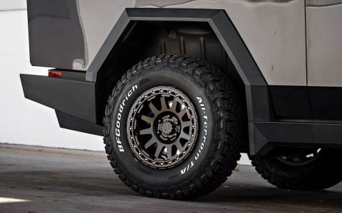 Why Forged Wheels Are the Ultimate Upgrade for Your Tesla Cybertruck 12 Gloss Black Wrapped Cybertruck on 18" UP-03 Beadlock Forged Wheels in Satin Black