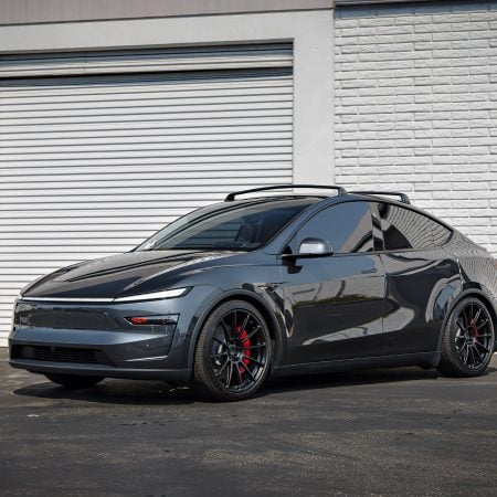 Stealth Gray Tesla Model Y Juniper on 21-Inch UP Forged UP-03 Wheels in Satin Black
