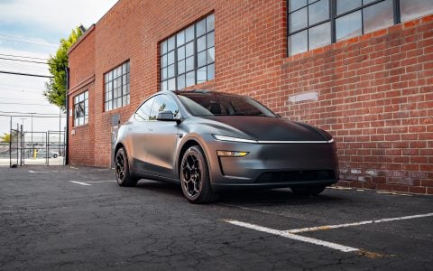 Matte PPF Stealth Gray Model Y Juniper on UP Forged UP-05 Wheels in Satin Black