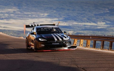 Unplugged Performance Tesla Model S Plaid "Dark Helmet" At Pikes Peak International Hillclimb