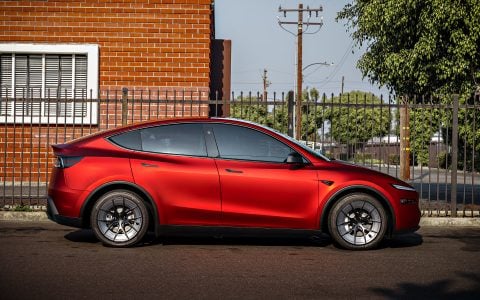 2026 Satin Red Tesla Model Y Juniper on 20 Inch UP Forged UP-RW Road Warrior Wheels 5 2026 Satin Red Tesla Model Y Juniper on 20 Inch UP Forged UP-RW Road Warrior Wheels