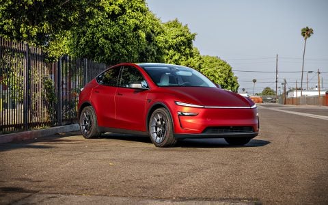 2026 Satin Red Tesla Model Y Juniper on 20 Inch UP Forged UP-RW Road Warrior Wheels 10 2026 Satin Red Tesla Model Y Juniper on 20 Inch UP Forged UP-RW Road Warrior Wheels