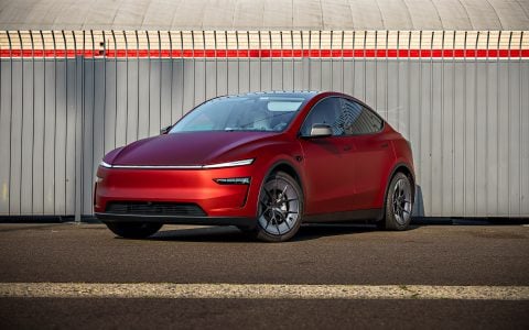 2026 Satin Red Tesla Model Y Juniper on 20 Inch UP Forged UP-RW Road Warrior Wheels 2 2026 Satin Red Tesla Model Y Juniper on 20 Inch UP Forged UP-RW Road Warrior Wheels