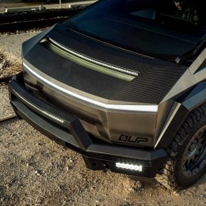 Tesla Cybertruck Carbon Fiber Hood System with 50” LED Light Bar – UP INVINCIBLE®