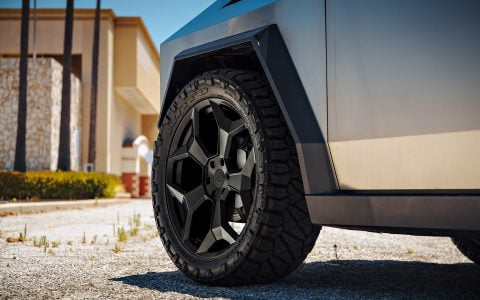 Why Forged Wheels Are the Ultimate Upgrade for Your Tesla Cybertruck 19 Stainless Steel Tesla Cybertruck on 24-Inch UP Forged CYBRSPOKE in Satin Black