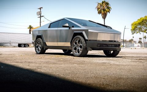 Why Forged Wheels Are the Ultimate Upgrade for Your Tesla Cybertruck 22 Stainless Steel Tesla Cybertruck on 24-Inch UP Forged CYBRSPOKE in Satin Titanium