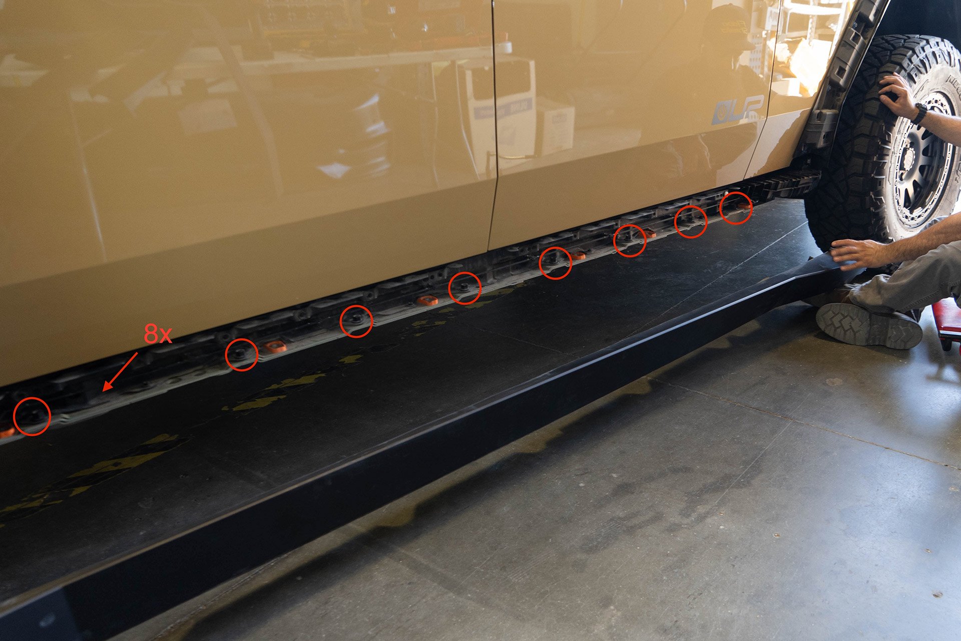 Tesla Cybertruck UP INVINCIBLE HD Rock Sliders - Installation 25