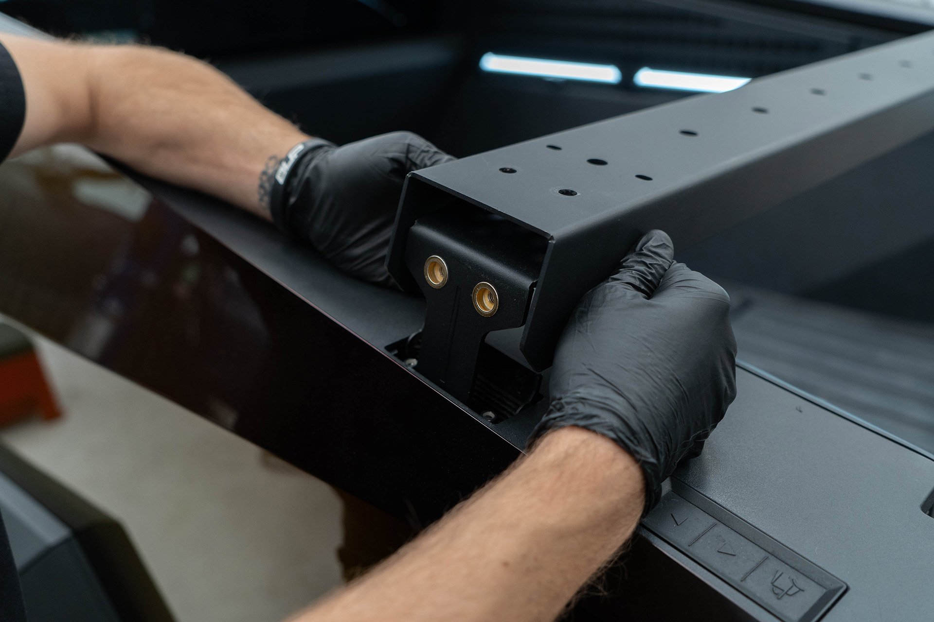 Tesla Cybertruck UP INVINCIBLE HD Roof Rack and MOLLE Panel - Installation 13