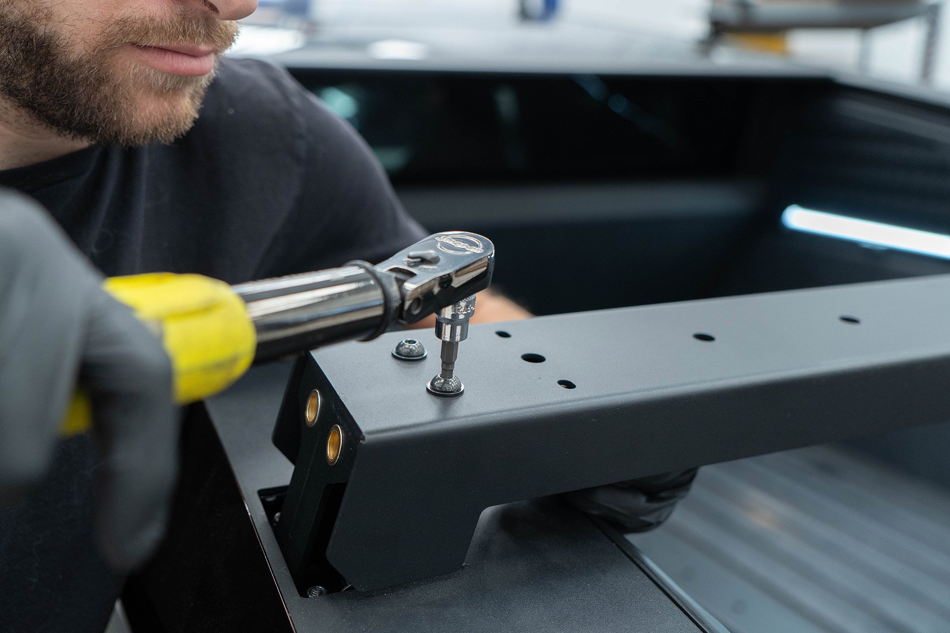 Tesla Cybertruck UP INVINCIBLE HD Roof Rack and MOLLE Panel - Installation 19