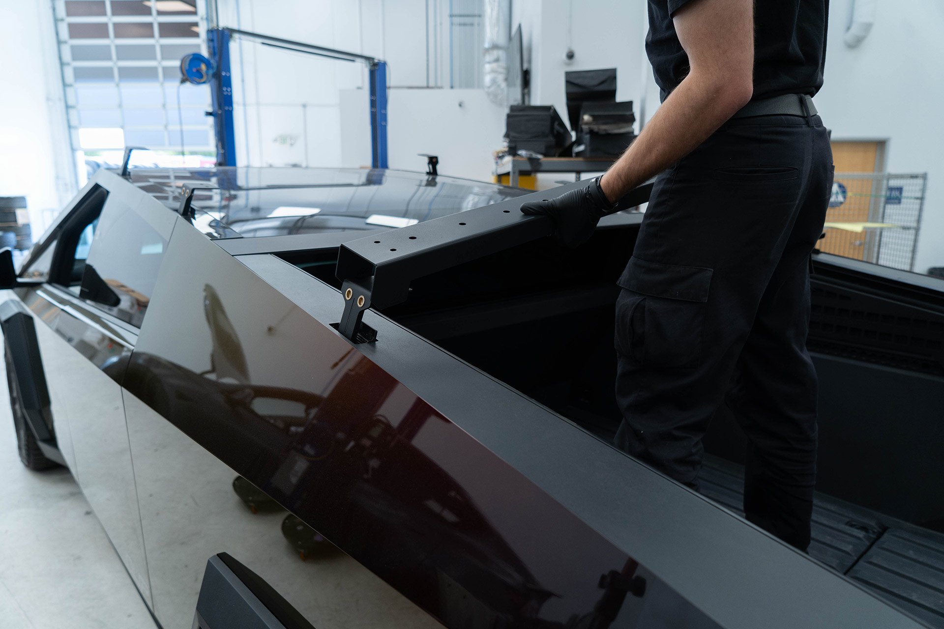 Tesla Cybertruck UP INVINCIBLE HD Roof Rack and MOLLE Panel - Installation 23