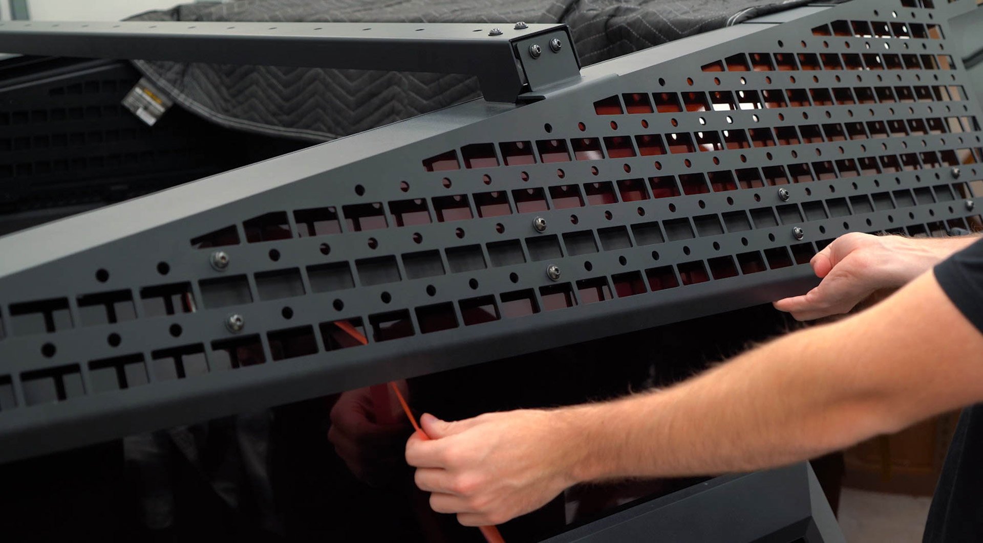 Tesla Cybertruck UP INVINCIBLE HD Roof Rack and MOLLE Panel - Installation 46