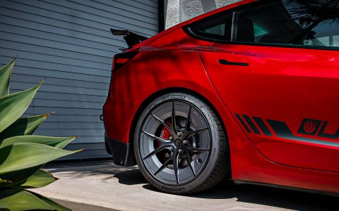 Red Rocket 2024 Tesla Model 3 Performance on 20 Inch UP Forged UP-RW Road Warrior Wheels
