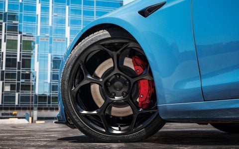 Frost Blue Metallic Tesla Model S Plaid with UP Forged UP-05 Satin Black Wheels