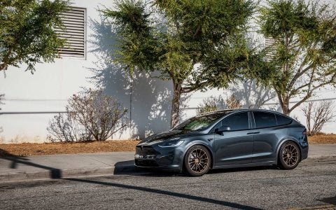 Stealth Grey Tesla Model X Long Range with UP Forged UP-03 Satin Bronze Wheels