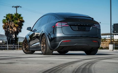 Stealth Grey Tesla Model X Long Range with UP Forged UP-03 Satin Bronze Wheels