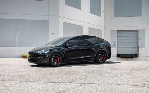 Black Tesla Model X Plaid with UP Forged UP-05 Satin Black Wheels