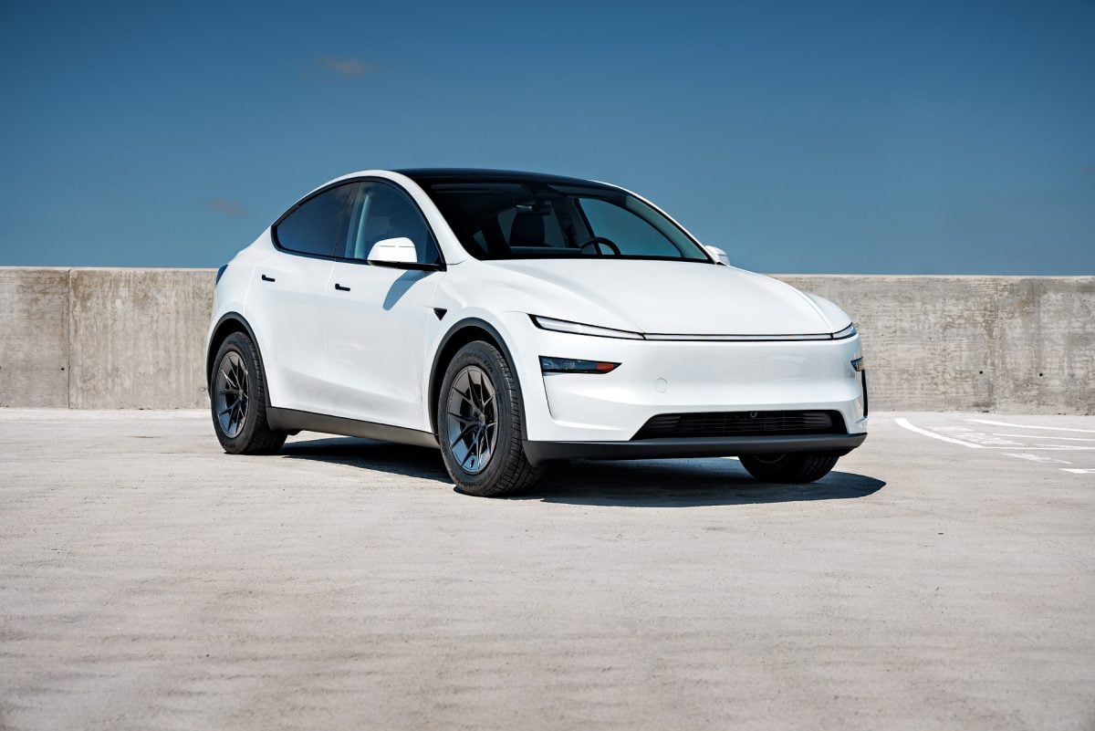White Tesla Model Y Juniper UP Forged UP-RW Road Warrior Wheels