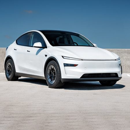 White Tesla Model Y Juniper UP Forged UP-RW Road Warrior Wheels