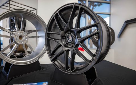 Unplugged Performance wheels display showcase for guests to view and learn more about.