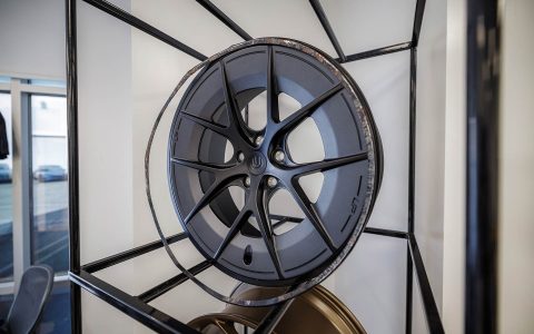Unplugged Performance wheels display showcase for guests to view and learn more about.