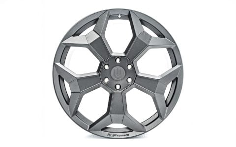 Unplugged Performance Tesla Cybertruck UP Forged Satin Titanium CYBRSPOKE 24 Inch Wheel 1200px