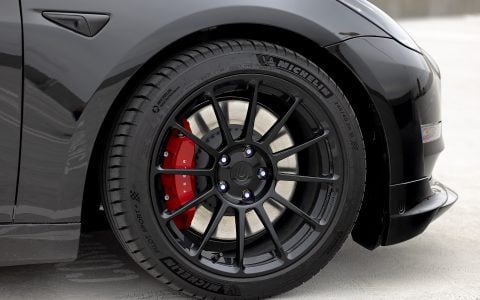 Black Tesla Model 3 on 18 inch UP-03 Forged Wheels in Gloss Black