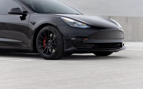 Black Tesla Model 3 on 18 inch UP-03 Forged Wheels in Gloss Black