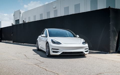 White Tesla Model 3 - Satin Titanium 19 inch UP-03 Wheels by Unplugged Performance (8)